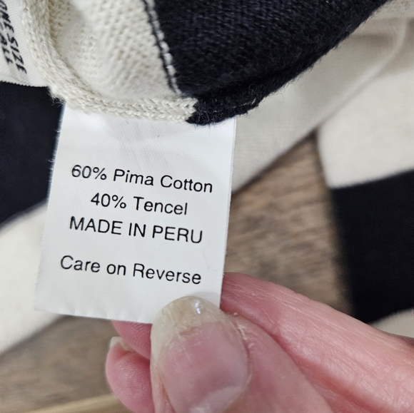 PLANET Black White Striped Boxy Knit Top One Size Minimalist Chic - Picture 8 of 13